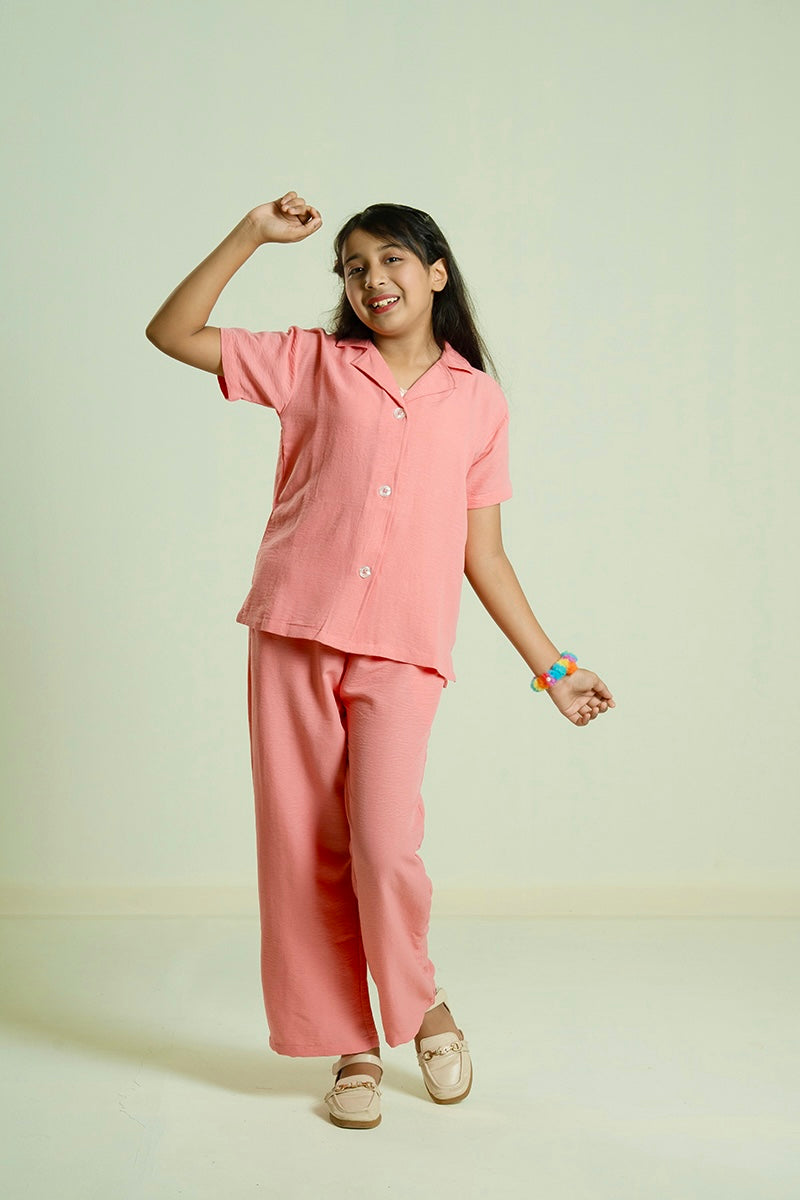 Kids Girls’ Summer Co-Ord Set – Soft Cotton Top & Pants